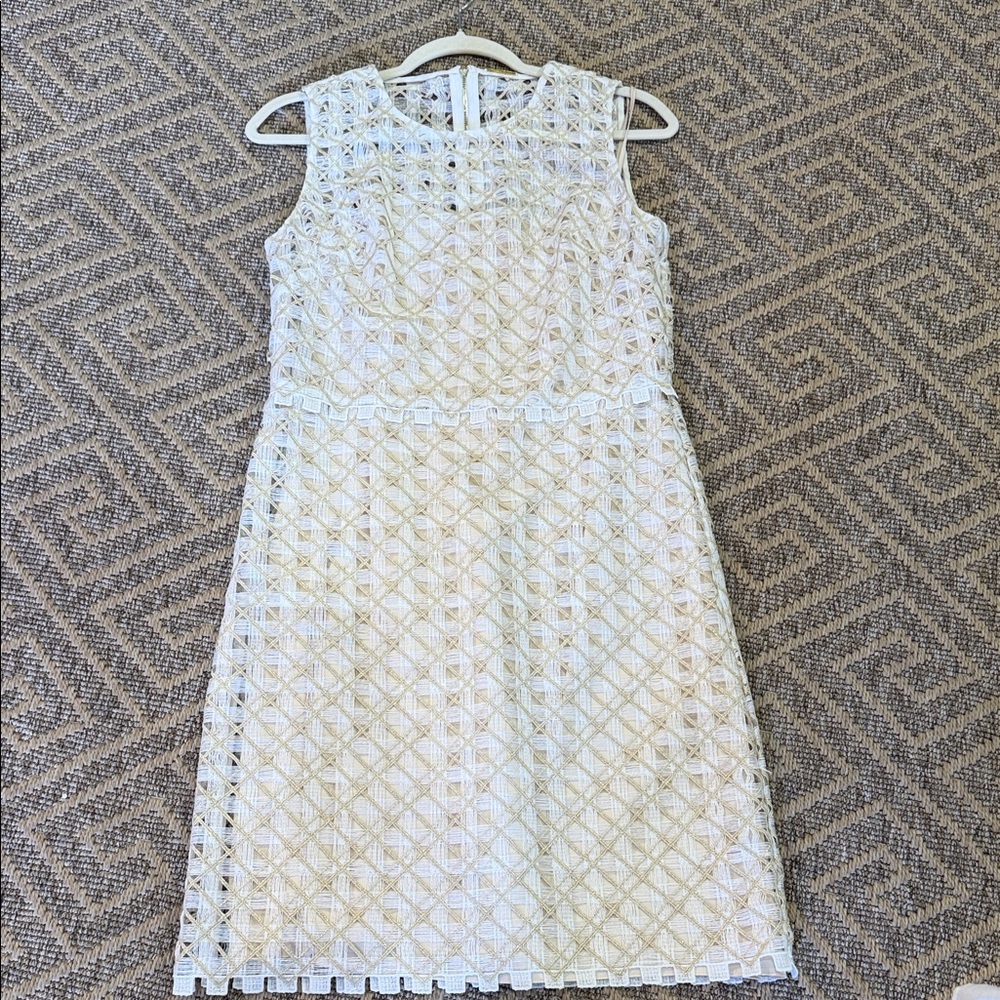 Sleeveless White Lace Overlay Dress